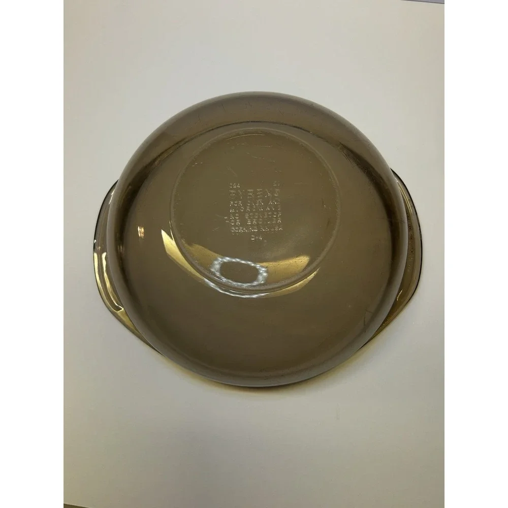 Pyrex 024 2L‎ Vintage Translucent Brown Glass Round Bowl Casserole Dish Lid